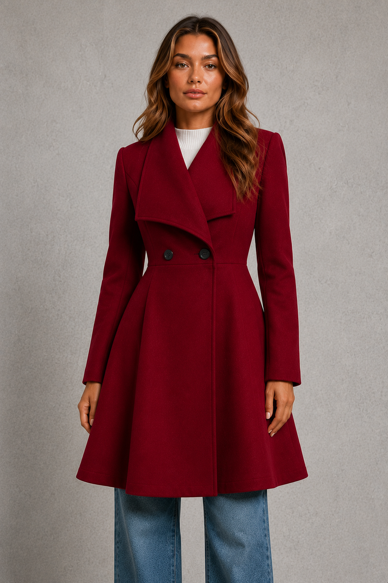 Women’s Elegant Tailored Coat – Classic Longline Autumn & Winter Overcoat