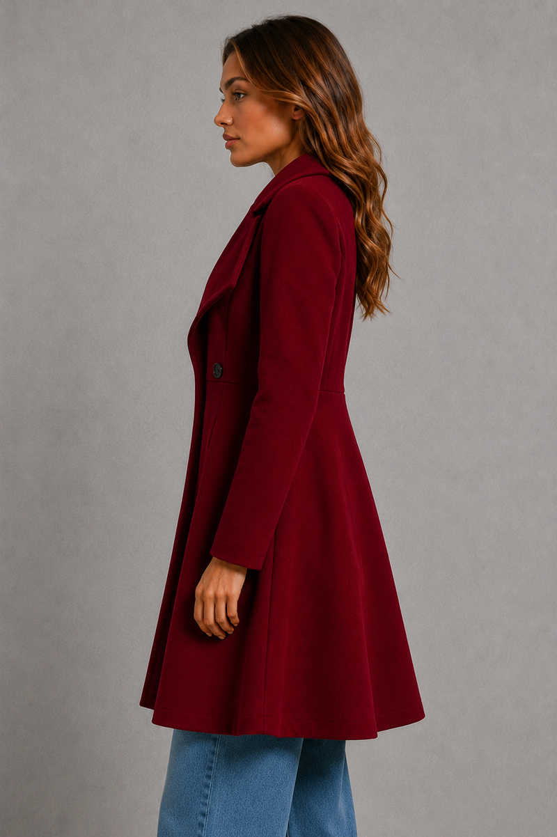 Women’s Elegant Tailored Coat – Classic Longline Autumn & Winter Overcoat