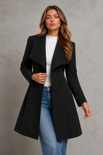 Women’s Elegant Tailored Coat – Classic Longline Autumn & Winter Overcoat