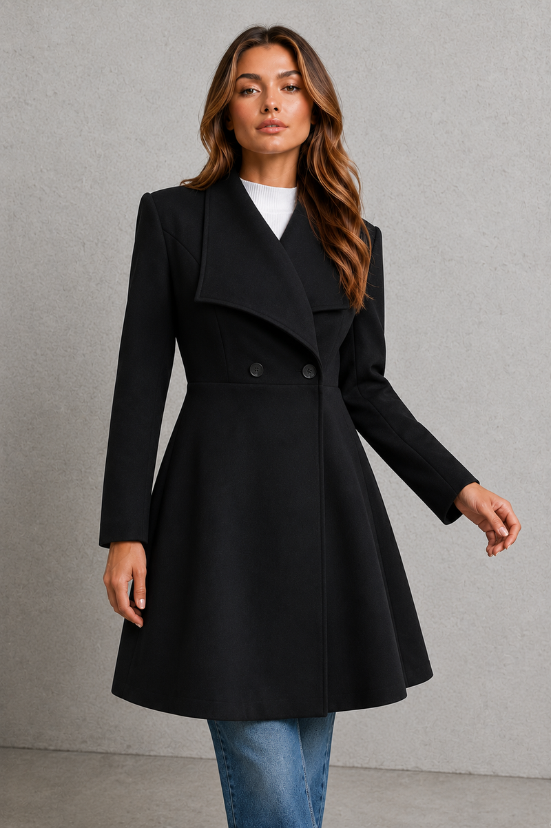 Women’s Elegant Tailored Coat – Classic Longline Autumn & Winter Overcoat