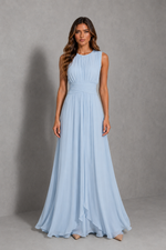 Women’s Chiffon Maxi Dress with Ruched Waist for Wedding & Occasion Wear