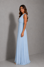 Women’s Chiffon Maxi Dress with Ruched Waist for Wedding & Occasion Wear