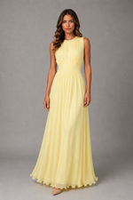 Women’s Chiffon Maxi Dress with Ruched Waist for Wedding & Occasion Wear