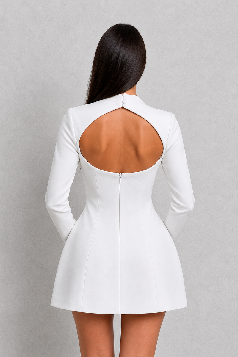 Women’s Long Sleeve Mini Dress with Bubble Skirt for Parties & Special Occasions