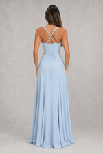 Women’s Chiffon Maxi Dress with Lace-Up Back for Wedding, Evening & Formal Wear