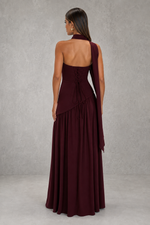 Women’s Chiffon Maxi Dress with Lace-Up Back & Thigh High Split for Evening & Formal Wear (Copy)