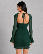 Women’s Glitter Mesh Mini Dress with Long Sleeves for Party & Evening Wear