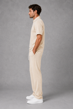 Men’s Waffle Knit Zip Polo & Drawstring Trouser Co-Ord Set