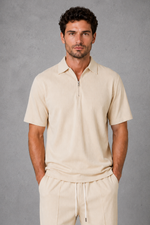 Men’s Waffle Knit Zip Polo & Drawstring Trouser Co-Ord Set