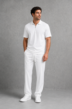 Men’s Waffle Knit Zip Polo & Drawstring Trouser Co-Ord Set