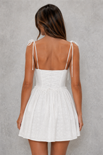 Women’s Broderie Anglaise Corset Mini Dress with Lace-Up Back for Summer & Party Wear