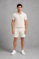 Men’s Zip Polo Shirt & Shorts Co-Ord Set for Casual Summer Wear