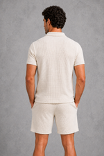 Men’s Zip Polo Shirt & Shorts Co-Ord Set for Casual Summer Wear