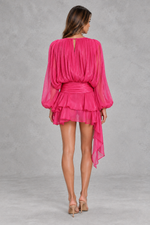 Women’s Cut-Out Flounce Long Sleeve Mini Party Dress
