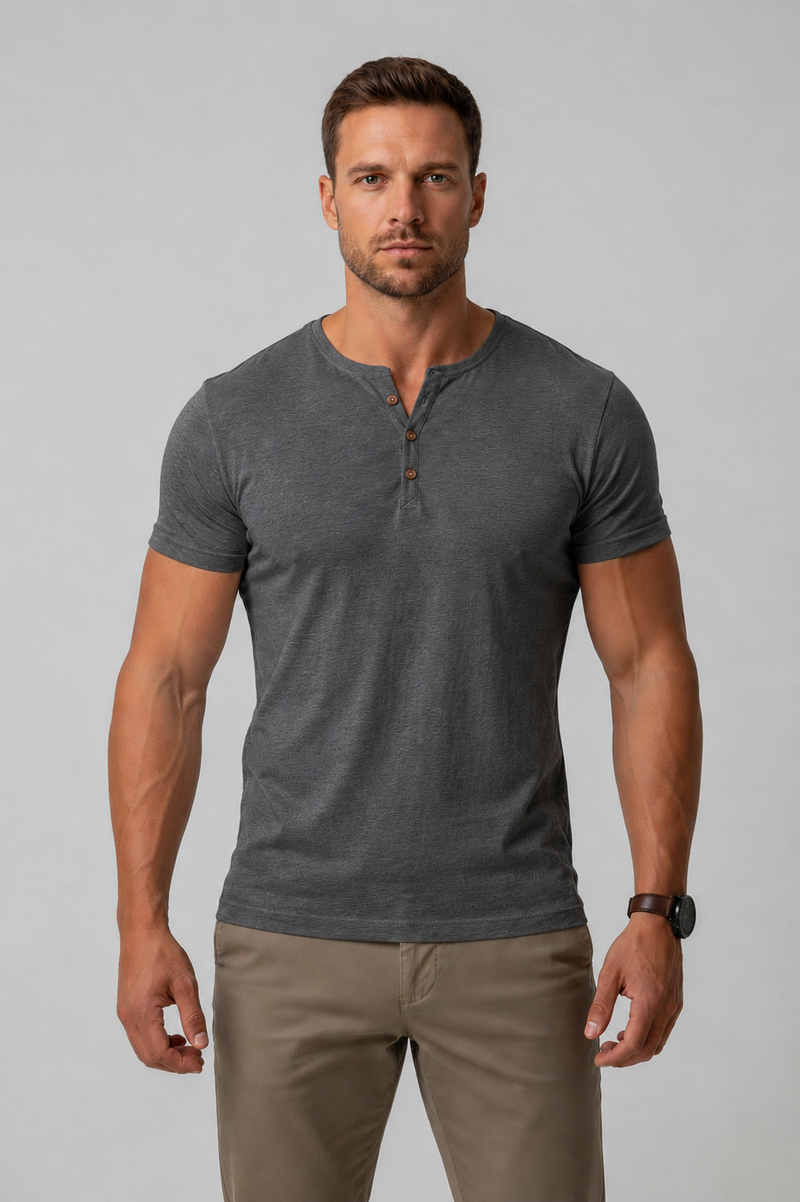 Men’s Henley T-Shirt - Muscle Fit