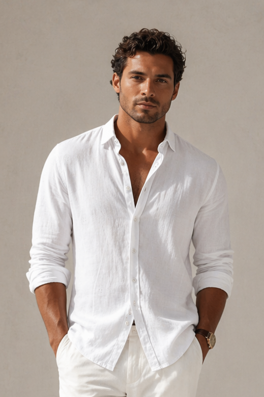 Men’s Linen Summer Button Shirt - Craw Leigh