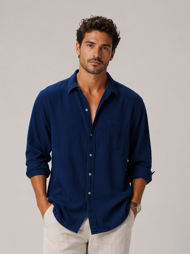 Men’s Long Sleeve Button Up Relaxed Fit Shirt - Craw Leigh