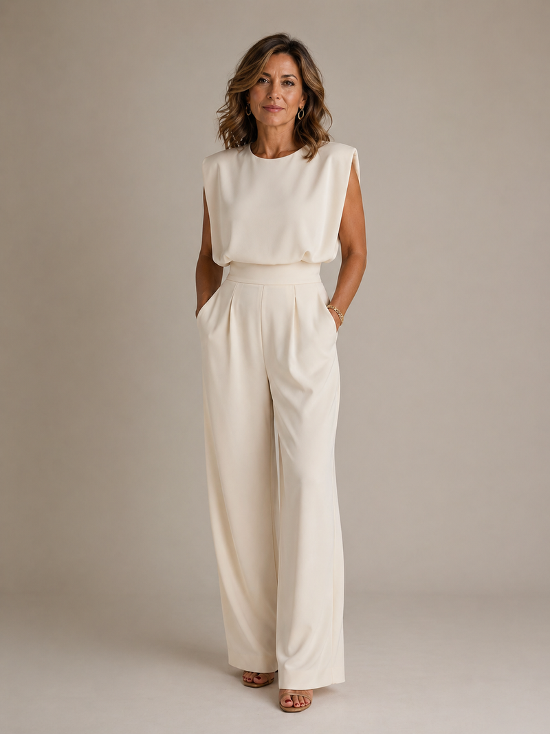Women’s Sleeveless Pleated Wide Leg Jumpsuit - Craw Leigh