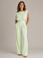 Women’s Sleeveless Pleated Wide Leg Jumpsuit - Craw Leigh