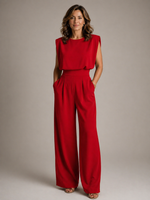 Women’s Sleeveless Pleated Wide Leg Jumpsuit - Craw Leigh