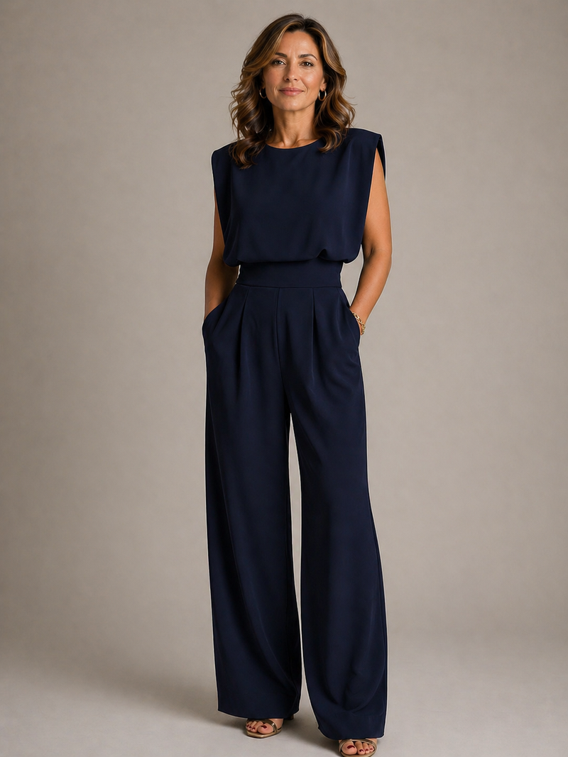 Women’s Sleeveless Pleated Wide Leg Jumpsuit - Craw Leigh