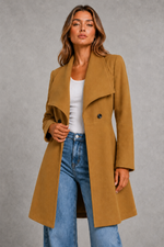 Women’s Elegant Tailored Coat – Classic Longline Autumn & Winter Overcoat