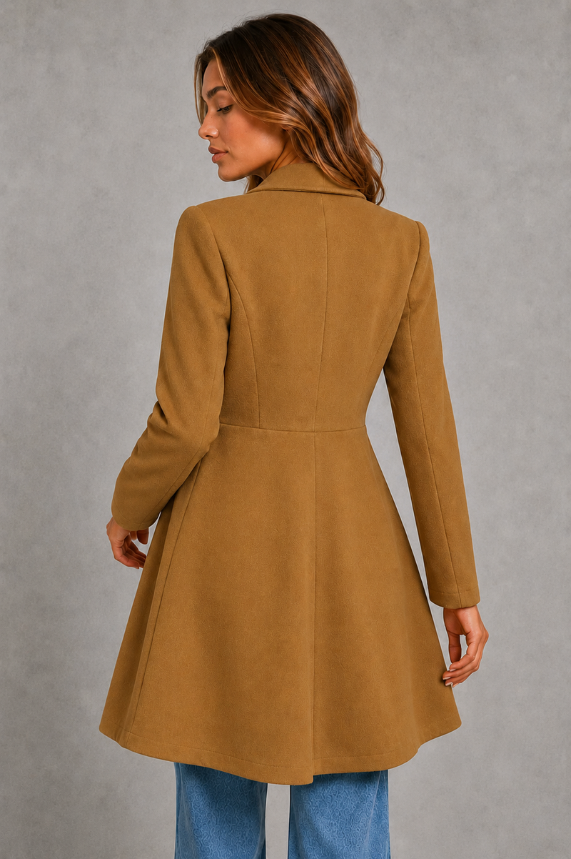Women’s Elegant Tailored Coat – Classic Longline Autumn & Winter Overcoat