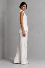 Women’s Sleeveless High Neck Co-Ord Set with Wide Leg Trousers for Smart-Casual Wear