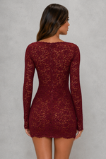 Women’s Lace Mini Dress with Long Sleeves for Party & Evening Wear
