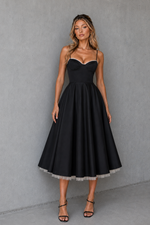 Women's Corset Midi Dress with Full Skirt - Wedding Guest & Occasion Wear