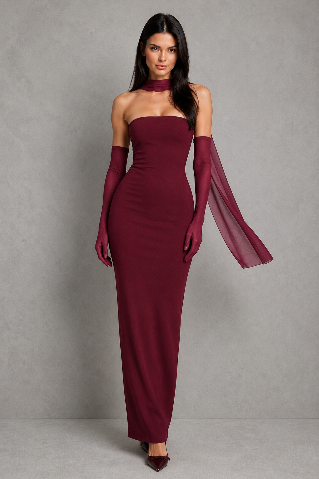 Women’s Strapless Maxi Dress with Column Skirt for Evening & Formal Wear