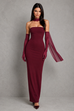 Women’s Strapless Maxi Dress with Column Skirt for Evening & Formal Wear