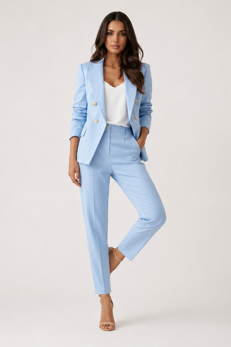 Women’s Elegant Double Breasted Blazer & Tailored Trouser - Smart Occassion Set