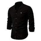 Men’s traditional shirt in black with classic button design, comfortable and stylish for smart casual and business wear.