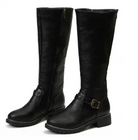Women’s trendy boots in black with gel sole and cushioned footbed, comfortable and non-slip for work and everyday wear.