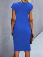 Women’s blue midi dress with flattering shape and breathable comfortable design for stylish outfits.1