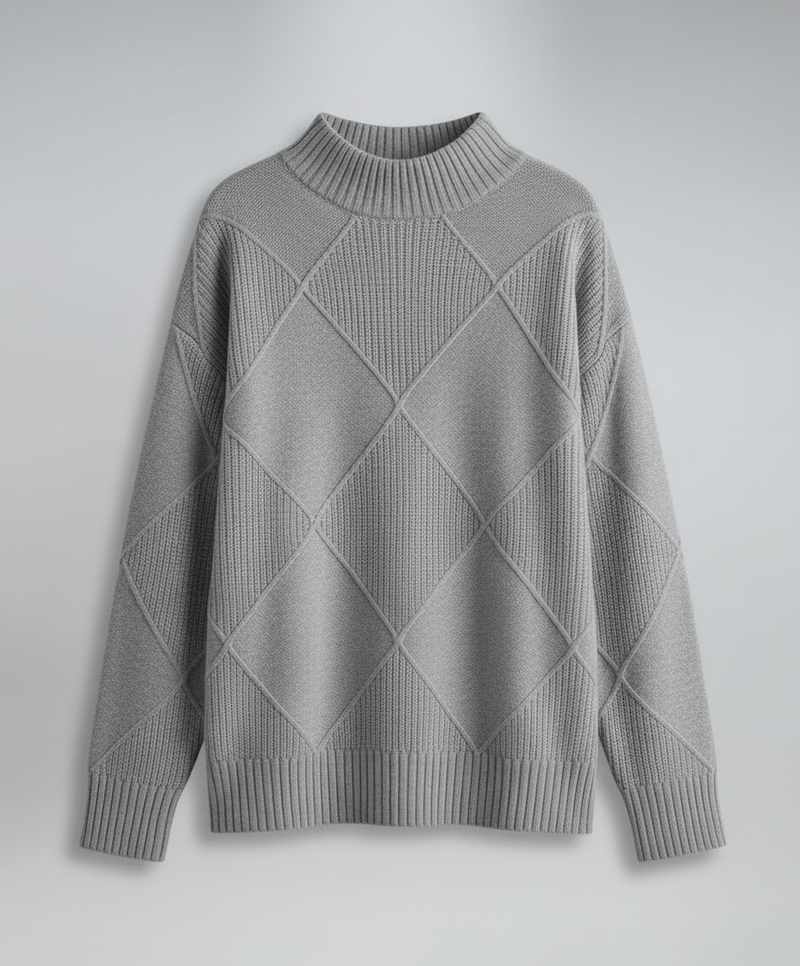 Women’s soft turtleneck sweater in gray, warm and comfortable, stylish for casual and elegant winter outfits.