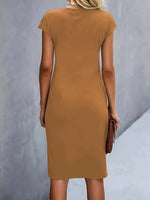 Women’s khaki midi dress with refined silhouette and versatile everyday style.1