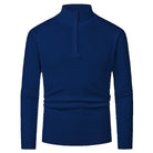 Men’s merino wool zip sweater in navy with modern knit design, warm and stylish for business and smart casual outfits.1