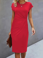 Women’s red midi dress with flattering silhouette and classic design for occasions and daily wear.