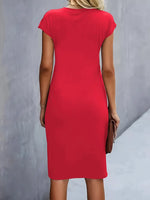 Women’s red midi dress with flattering silhouette and classic design for occasions and daily wear.1