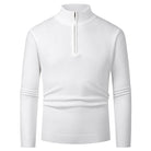 Men’s merino wool zip sweater in white with modern knit design, warm and stylish for business and smart casual outfits.1