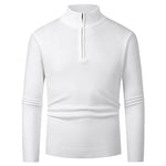 Men’s merino wool zip sweater in white with modern knit design, warm and stylish for business and smart casual outfits.1