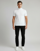 Men’s roll-neck shirt in white with slim fit, comfortable and versatile for office or casual stylish outfits.