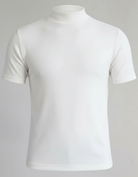 Men’s roll-neck shirt in white with slim fit, comfortable and versatile for office or casual stylish outfits.