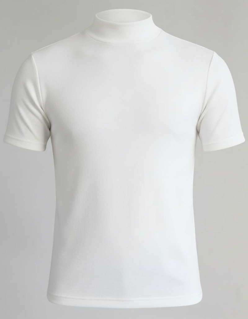 Men’s roll-neck shirt in white with slim fit, comfortable and versatile for office or casual stylish outfits.