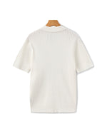 Men’s Ribbed Knit Casual Polo Shirt - Craw Leigh