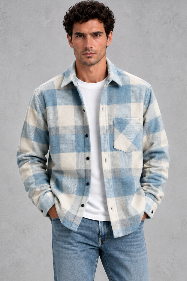 Men's Checked Overshirt – Blue Check