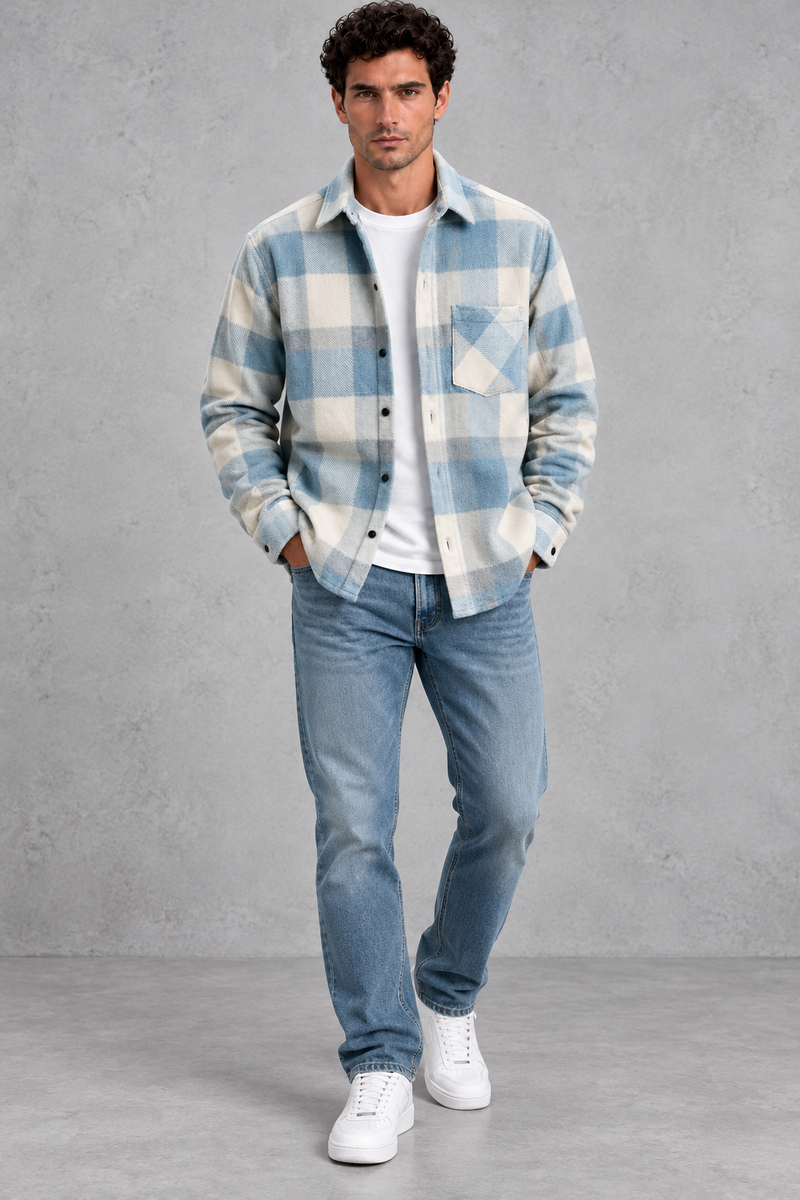 Men's Checked Overshirt – Blue Check