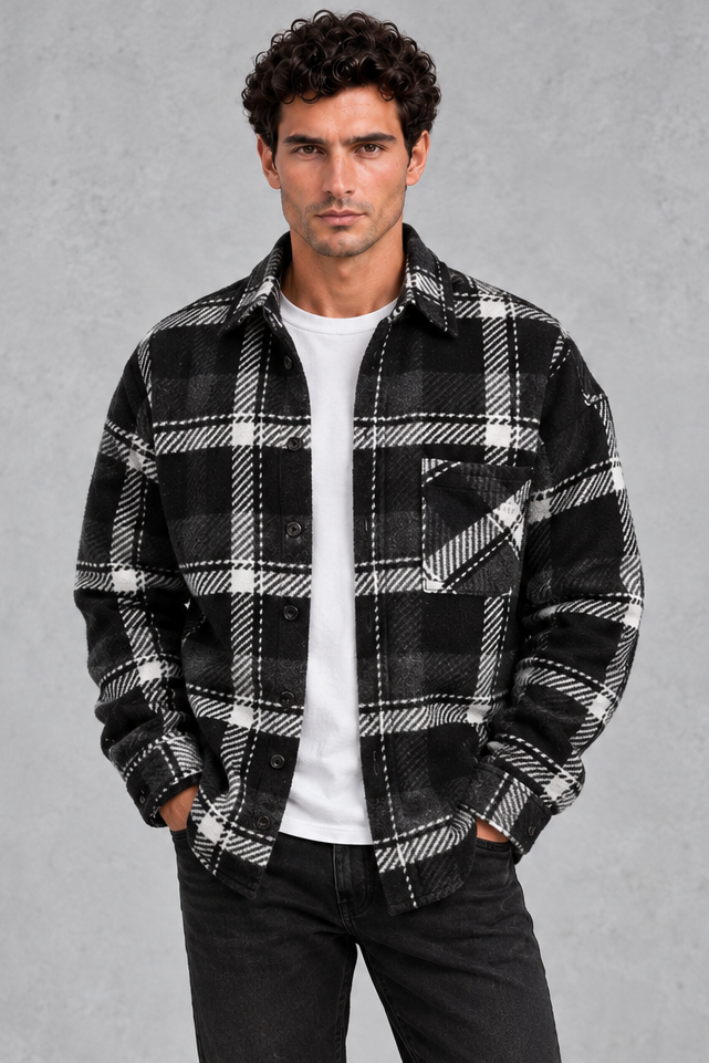 Men's Checked Overshirt – Black Check